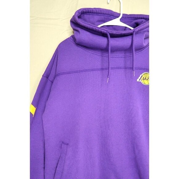 Los Angeles Lakers Sweatshirt Purple Pullover Turtle Neck Drawstring Medium - Picture 2 of 13